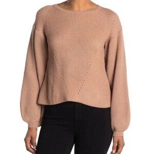 Maisie Peter Bishop Sleeve Ribbed Knit Sweater